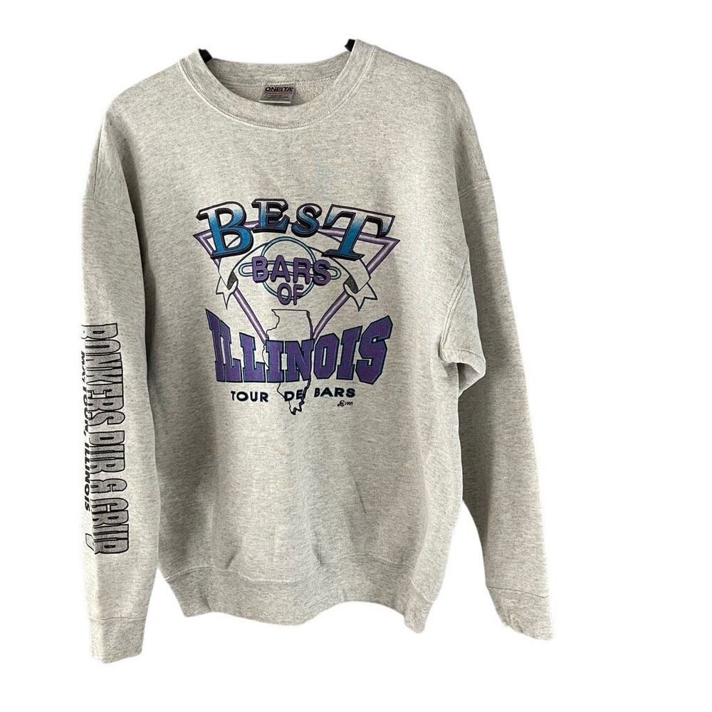 Vintage 1995 Best Bars of Illinois Tours De Bars Double Sided Graphic Sweatshirt